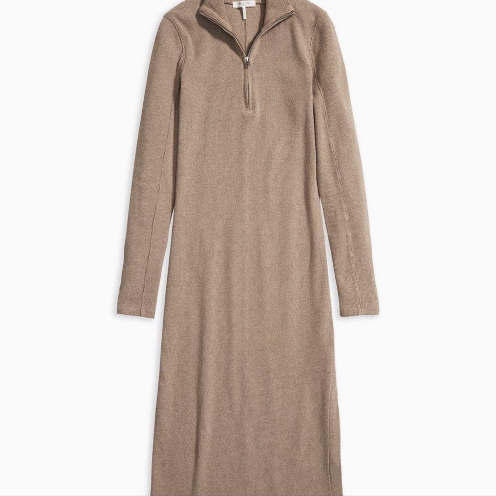 Rag & Bone Brown Quarter Zip Midi Dress